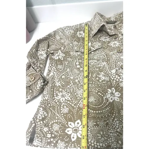 Jane Ashley Jacket Sz M Denim Style Boho Floral Tan /wht Jacket