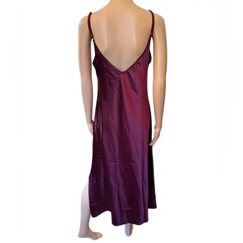 NEW Ripley Rader Wine Satin Intimate Elegant Lingerie Luxe Maxi Slip Dress Red Size L