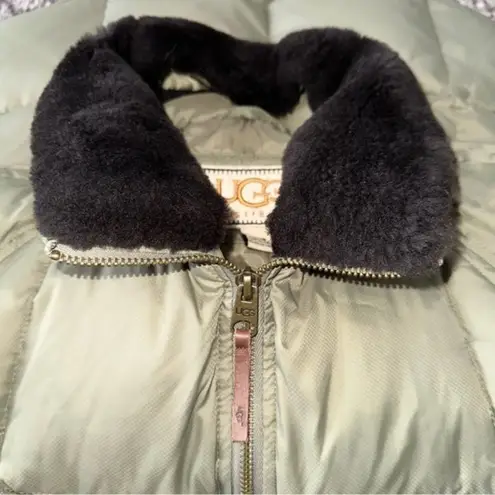 UGG  Women’s Size XS Green Down & Feather Shearling Neck Puffer Jacket Coat