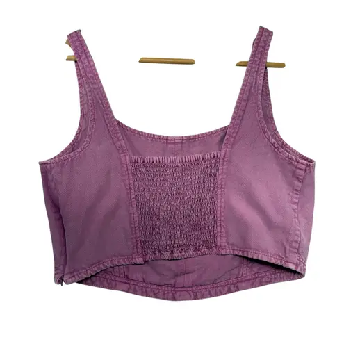 Pilcro Lilac Corset Cropped Square Neck Tank Top Women's Size L Purple Size L