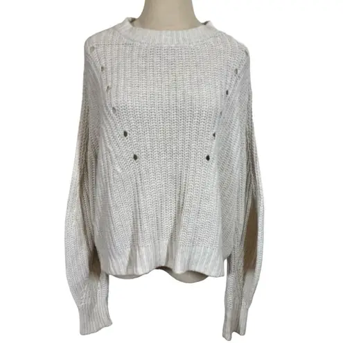 Rowie the Label Fae Knit Chunky Balloon Sleeve Sweater in Snow size XS/S White