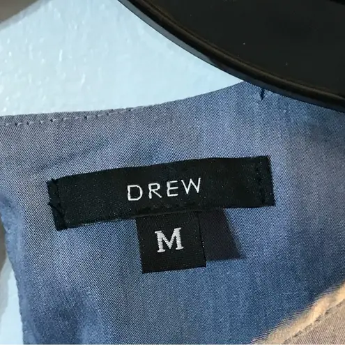 Drew Indigo Blue Chambray Long Puffy Sleeve Peasant Blouse