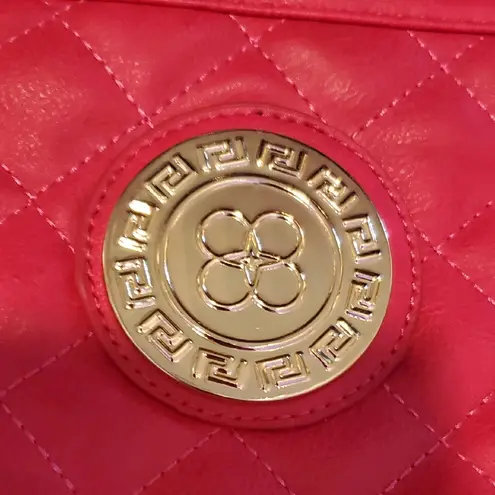 Chic Pink Quilted Shoulder Bag with Gold Studs