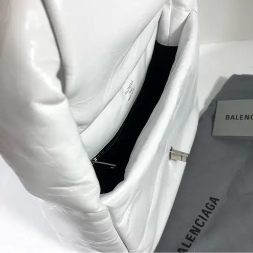 Balenciaga Small Monaco Leather Shoulder Bag Optic White NEW 7878962AA3Z
