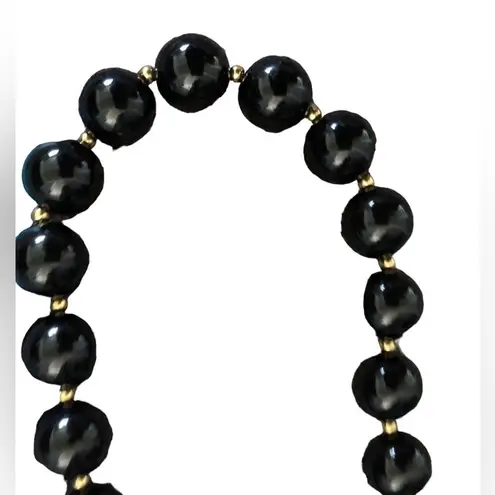 Monet Vintage black beaded costume necklace signed