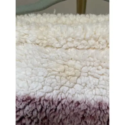 TS Sherpa Teddy Boucle Pullover Sweater Buttery Soft Striped Fleece Winter Cozy Pink