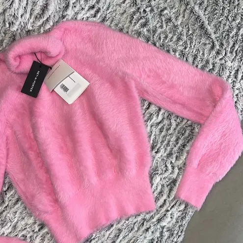 Alexander Wang Prism Pink Fuzzy Faux Fur Turtleneck Sweater - Image 6