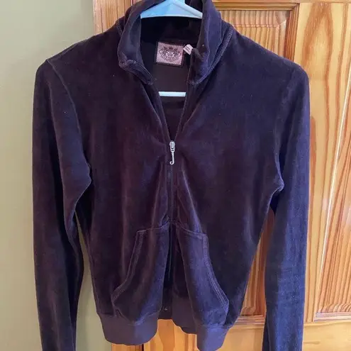 Juicy Couture y2k 90’s J Zipper Brown Velour Graphic Tracksuit Jacket Small