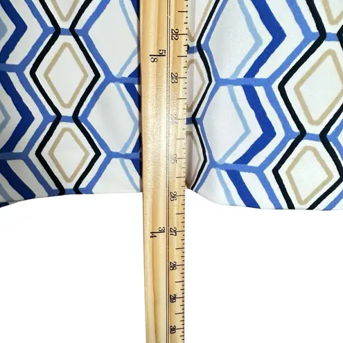 Tail Geo Print Golf Polo Shirt Blue White Tan Zip Neck Stretch M Preppy Sporty Size M