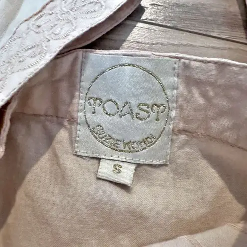 TOAST SUZIE KONDI | Flowy Blouse Gauze Cotton Embroidered Nude Blush | Small Pink