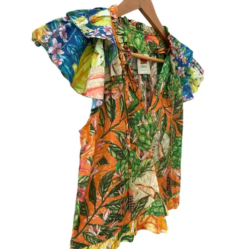Farm Rio Caipirinha Ruffled Flutter Sleeve Blouse Multicolor Size XS