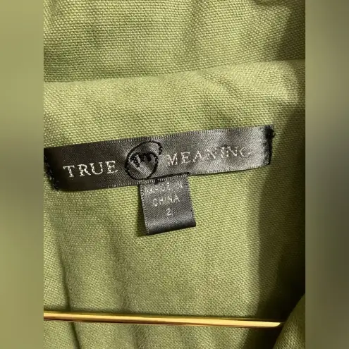 True Meaning Embroidered beaded blazer Jacket Womens size 2 Boho Floral Artsy Green