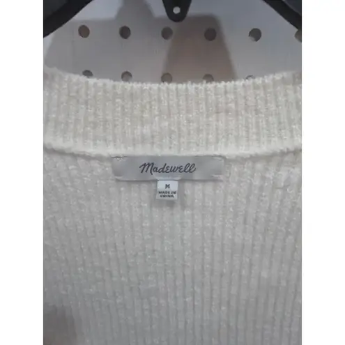 Madewell  Cream Square Neck Ribbed Knit Sweater Long Sleeve Balloon Sleeve M