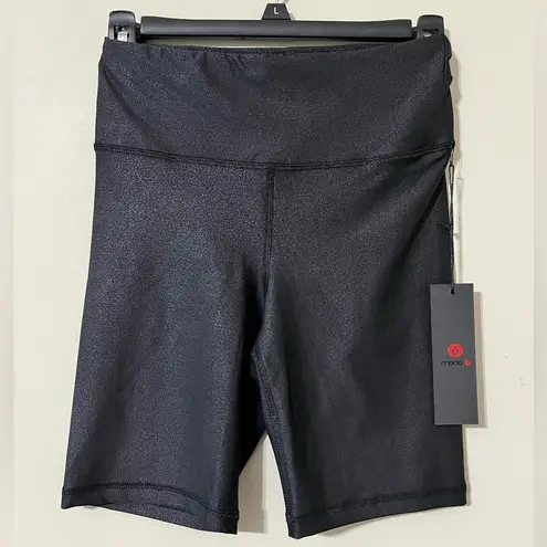 Mono B size small black foil high waist biker shorts discreet phone pouch new