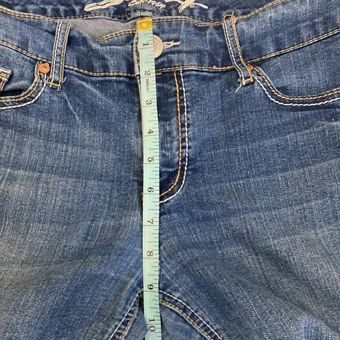 Seven7 Women’s Stretchy Cropped Medium Blue Wash Denim Jeans EUC Sz 14 Cotton