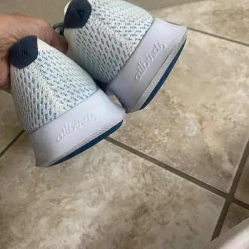 Allbirds Women Wool Runner Sneakers Light Blue White Knit Lace Up Comfort Sz 8