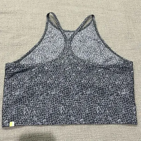 Summersalt The High Neck Midi Sports Bra Tank in Snake Print Gray Sz 14