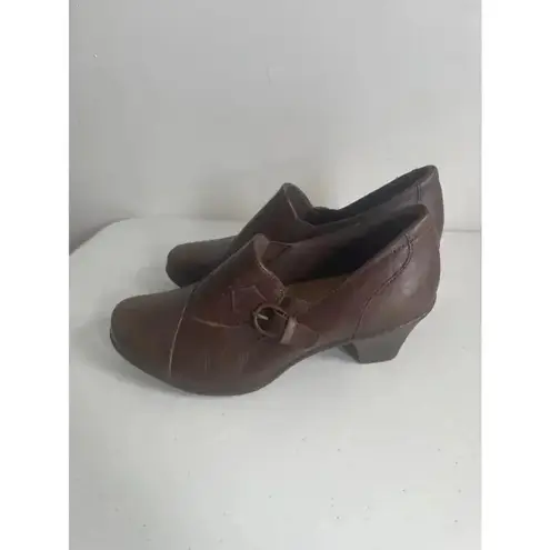 Earth Origins Women's Earth Origins Brown Leather Heels Clogs Size 8.5 M EUC!