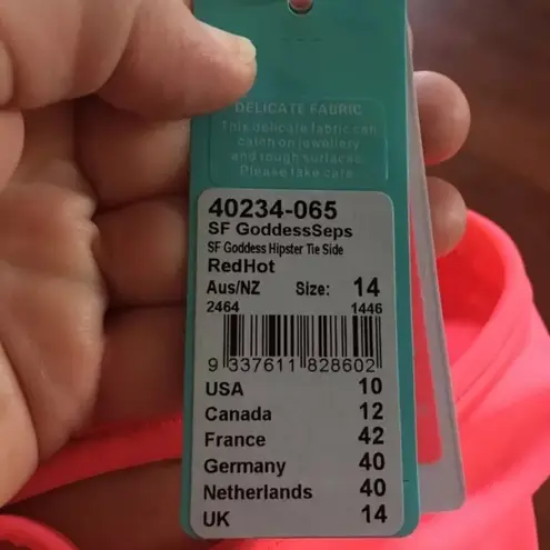 Seafolly NWT Goddess Side Tie Bikini Bottoms Size 10(US) Red Hot