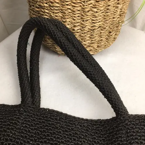 The Sak black Woven Crochet Shoulder Top Handle Handbag Bag