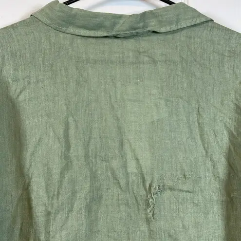 ZARA Women's  100% Linen Shirt Basic Light Khaki Green Loose Size XXL NWT #6836