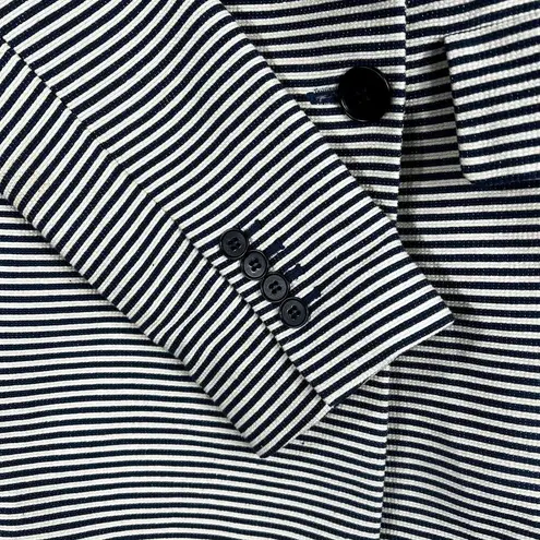 Talbots  Trench Coat Women's 6 Navy Blue Striped Long Dress Coat Lightweight NEW!