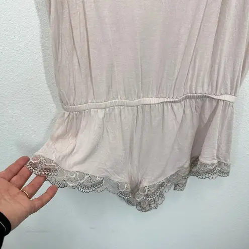 Eberjay Eberjey Blush Pink Lace Trim Romper Pajamas Sleepwear Delicate Lightweight