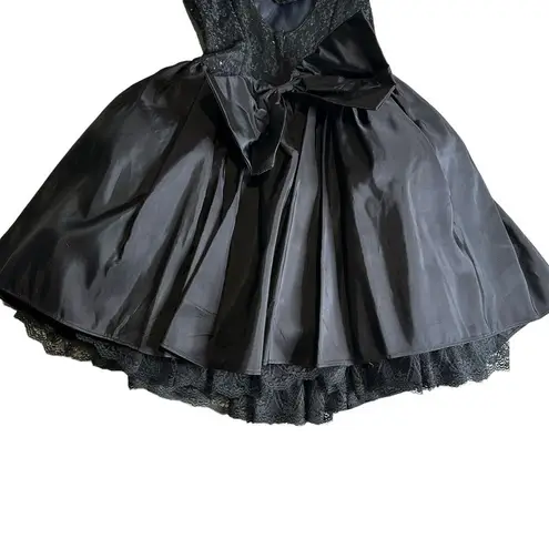 Jessica McClintock Gunne Sax  Size 3 Black Bow Back Dress Tulle Glitter Goth Prom