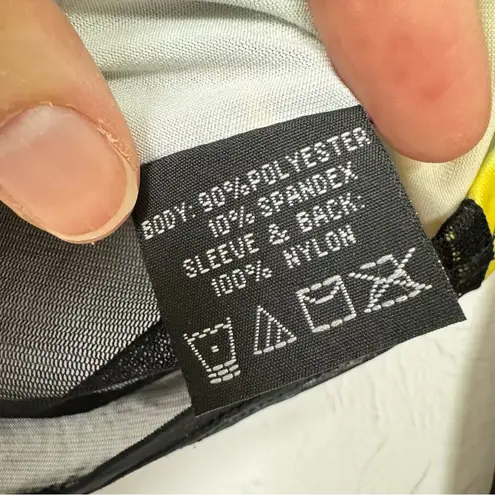 Vintage Y2K Style N&B Black Mesh Sleeve Butterfly Blouse Womens M Colorful Sheer Yellow Size M