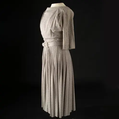 R&K ORIGINALS Vintage Short Sleeve Fit and Flare Brown and White Gingham Dress S