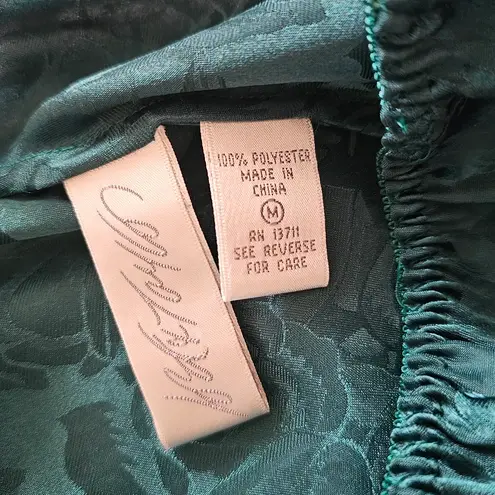 Vintage Lord & Taylor Emerald Floral Jacquard Satin PJ Shorts Set Size Medium