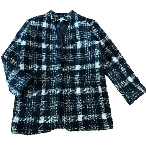 Veronica Beard Black wool Blend Crispin Tweed boxy oversized Coat size 10