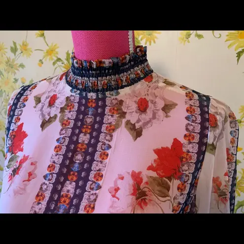 Jealous Tomato semi sheer floral long sleeve blouse size M