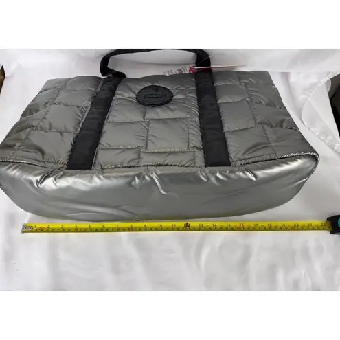 Pajar Canada Quilted Metallic Silver Tote Bag Travel Weekender