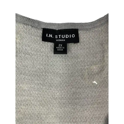 IN Studio Women's Fall Fantasy Grey Long Cardigan Gray Size 2X