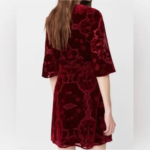 Mng Suit Burgundy Velvet Burnout Dress Red Size 4