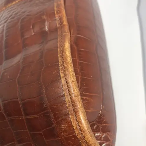 Liz Claiborne  Vintage Brown‎ Crocodile Print Leather Handbag No shoulder strap - Image 7
