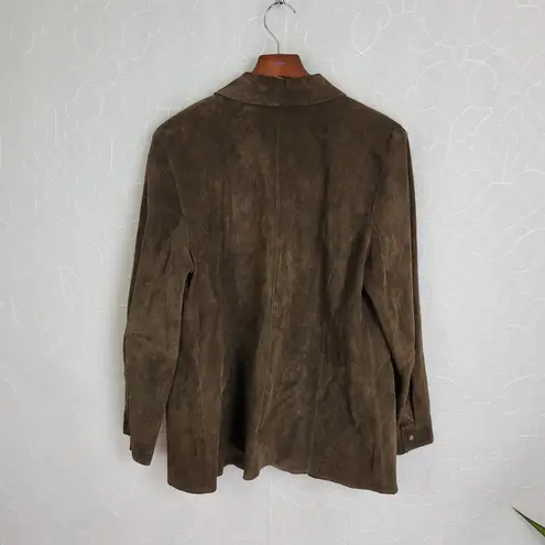 Marsh Landing Vtg  Womens Jacket Large Brown Suede Leather Button Down Shacket