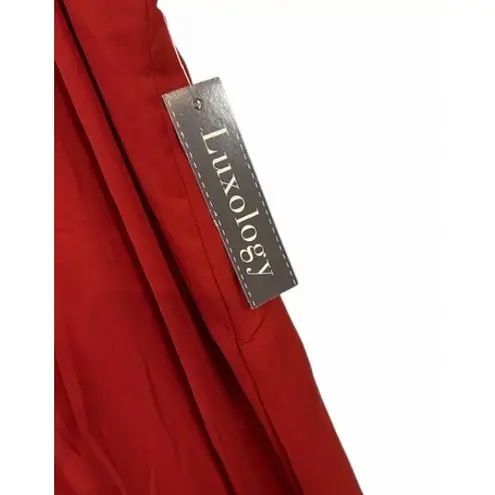 Luxology NWT Rust Colored Shift Dress Lined Gold Accent Neckline Sleeveless Chic