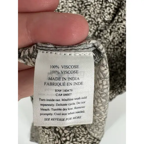 Faherty Dress Brown Montara Leaf Batik Long Sleeve Mini Smocked Swing Flowy XXS