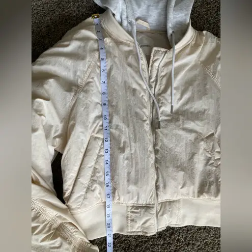 No Comment Cream Bomber Jacket with Quilted Design and High Collar