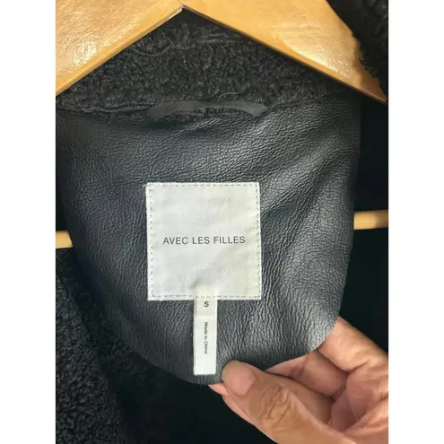 Avec Les Filles NWT Womens Black Faux Leather Jacket Small Moto Bikercore