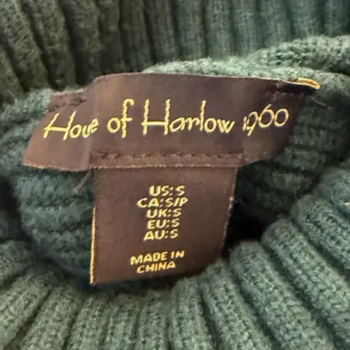 House Of Harlow 1960 Green Ribbed Turtleneck Cropped Sweater Small Holiday Party