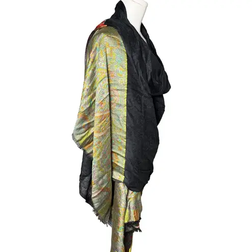 Style Palette Modal Shawl Black Paisley Border Wrap Scarf Large Soft 29x84
