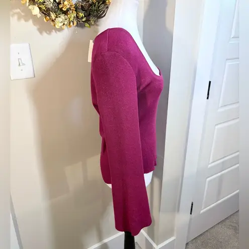 Maeve NWT Anthropology Square Neck Sparkle Top in Raspberry Womens Large💛