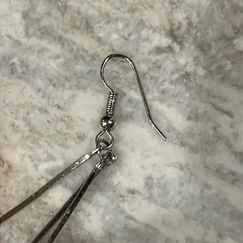 Vintage Silver w/ Black Stones Dangle Earrings 80s 920s Y2K