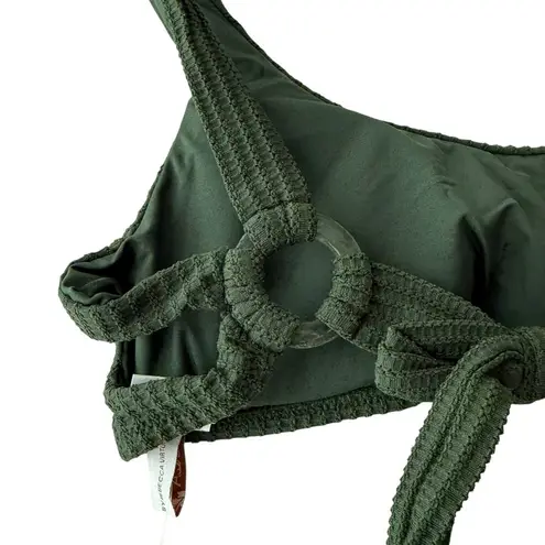 BECCA by Rebecca virtue BECCA Rebecca Virtue Harley Rib Green Strappy Scoop Bikini Top M
