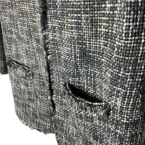 Chico's  Tweed Blazer Jacket Frayed Edges Textured Chic Office Wear