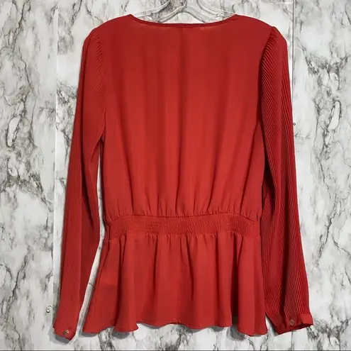 Black Rainn Rust Color Long Ribbed Sleeve Blouse