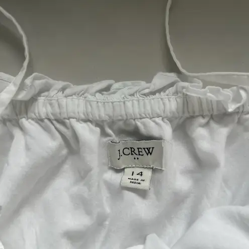 J.Crew Square Neck Ruffle Maxi Dress White Size 14 Minimalist Coastal Bohemian